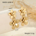 Women's stainless steel earrings with 18K gold electroplated flower butterfly design and post backs