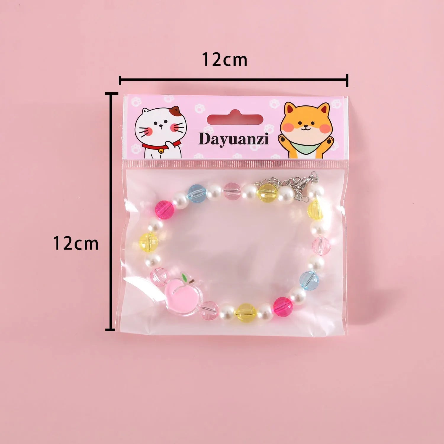 Colourful plastic bead pet necklace with adjustable sizing for cats and dogs