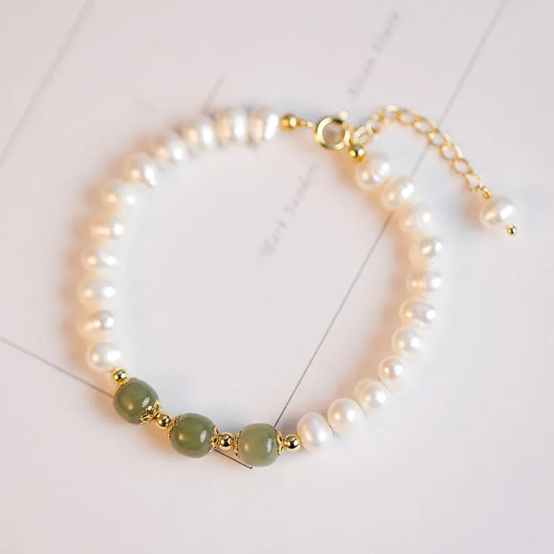 Natural freshwater pearl bracelet with diamond-shaped pearls in Korean style design