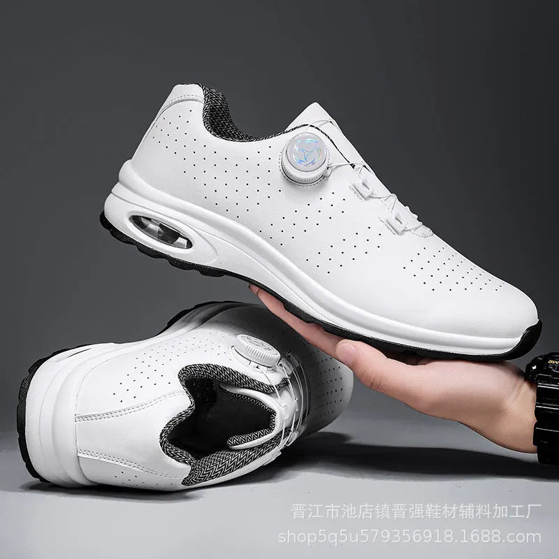 Men's black and white low-top mesh casual tennis shoes with cross straps and composite sole