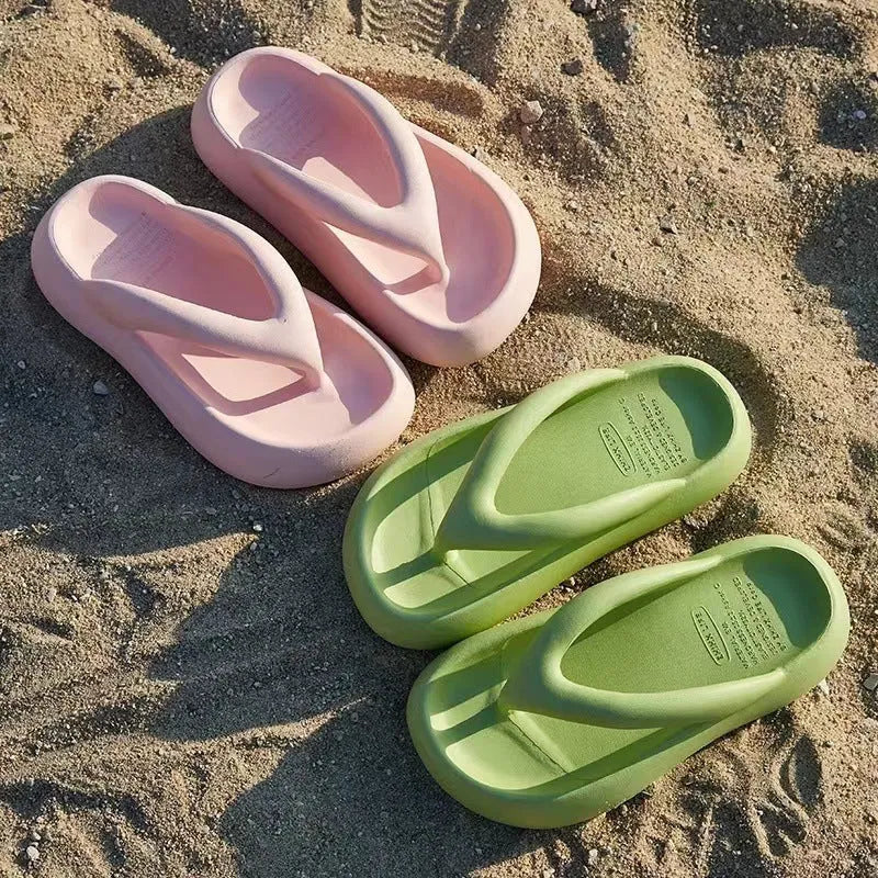 Women's thick-soled EVA flip-flops with a fashion bow in five colour options.