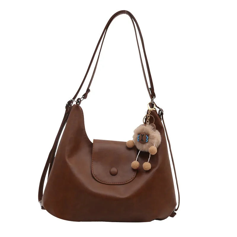 Women's PU leather single shoulder bag in horizontal rectangular shape with large capacity for daily commuting