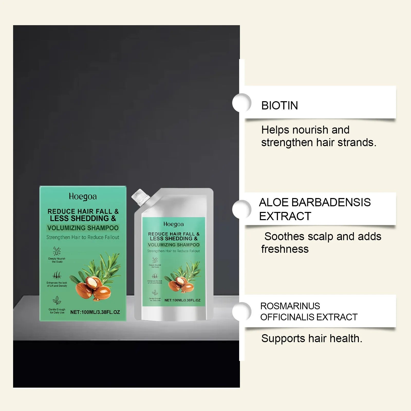 Abundant Nourishing Shampoo 100ml bottle with aloe vera and biotin for daily hair care