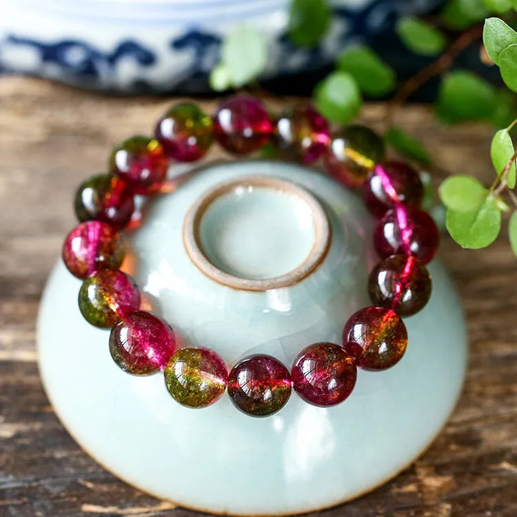 Women's watermelon crystal bracelet showing pastoral design in casual style