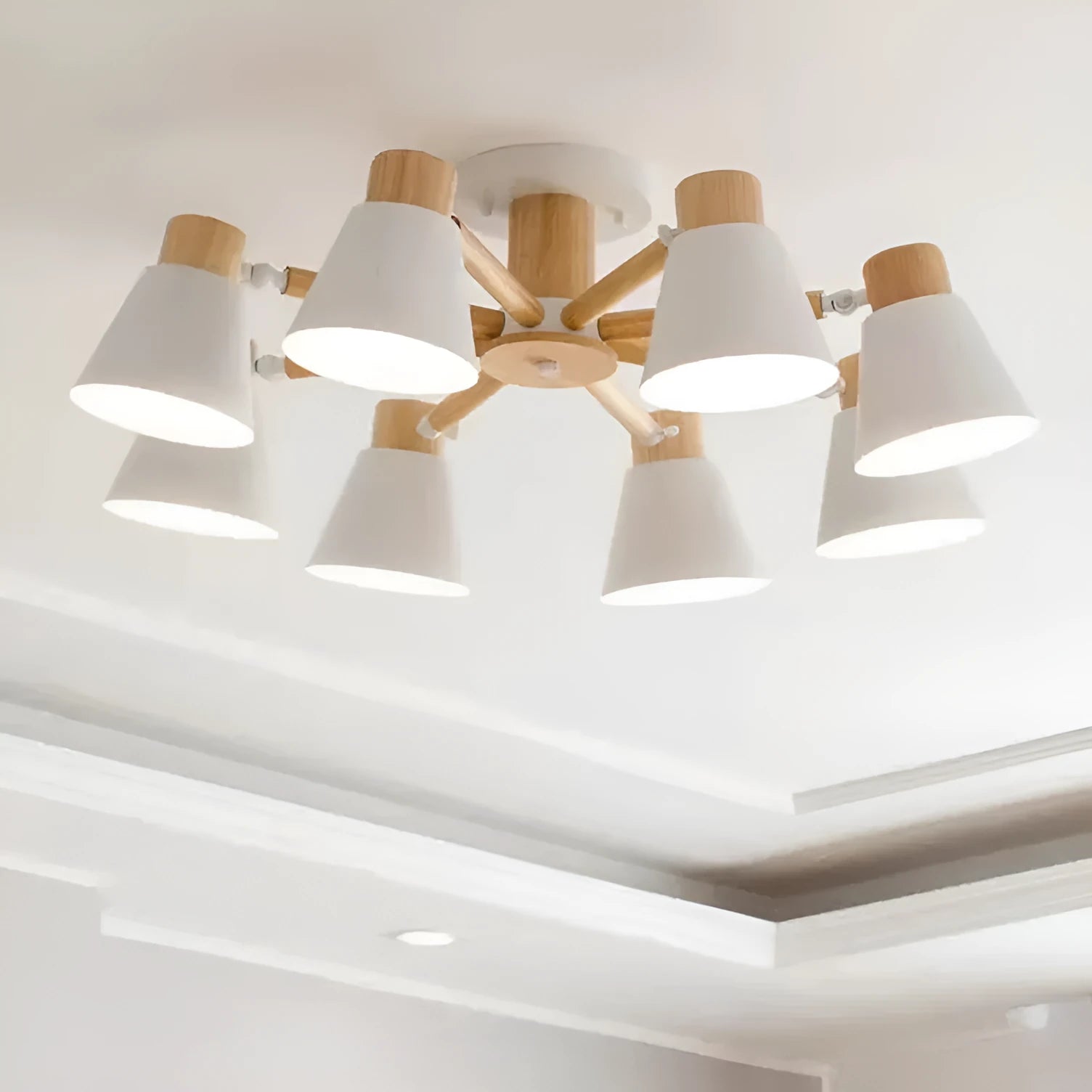 Nordic isn macaron ceiling pendant lamp with ironwood construction in multiple colour options
