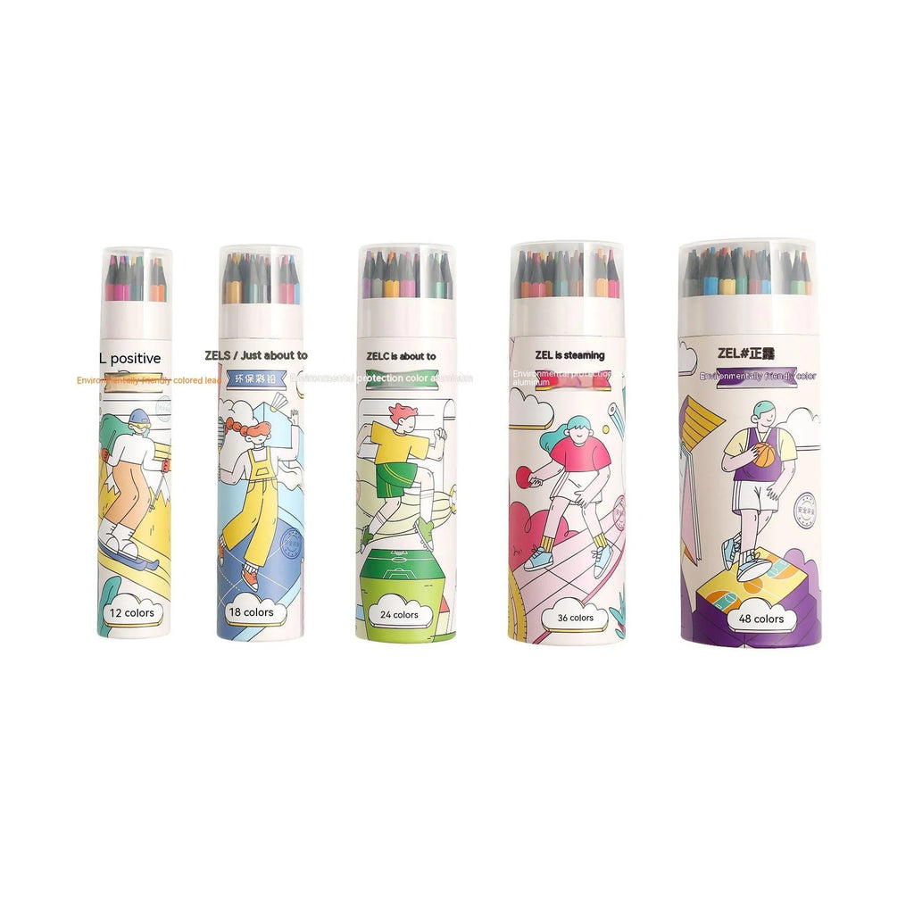 Zhenglin Sports Series colour pencils in a set with paper barrel and multiple colour leads.