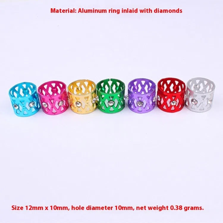 Hollow jeweled aluminum hair ring in seven colours for unisex wig decoration