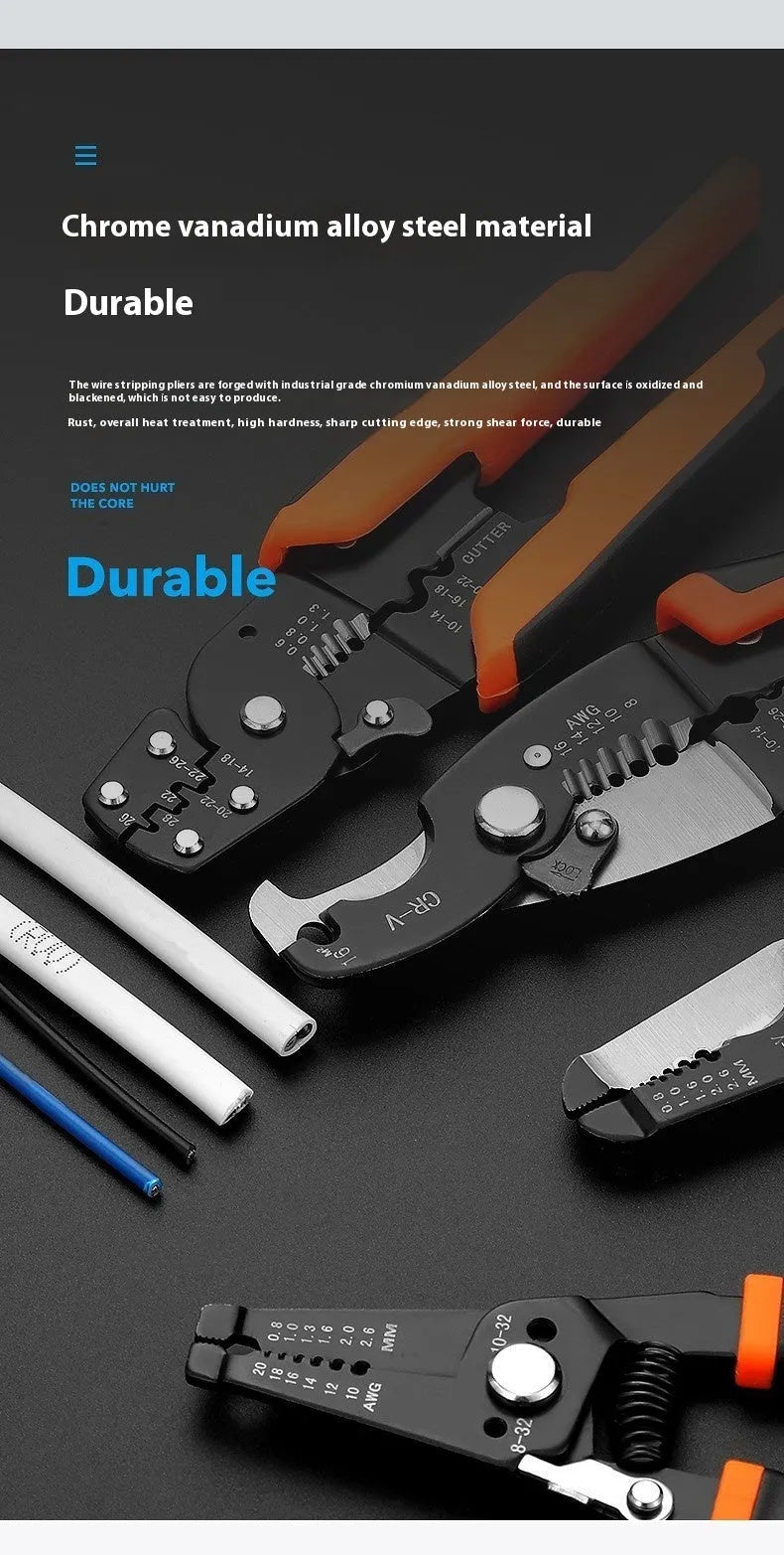 Automatic wire stripping pliers with high carbon steel blades in box