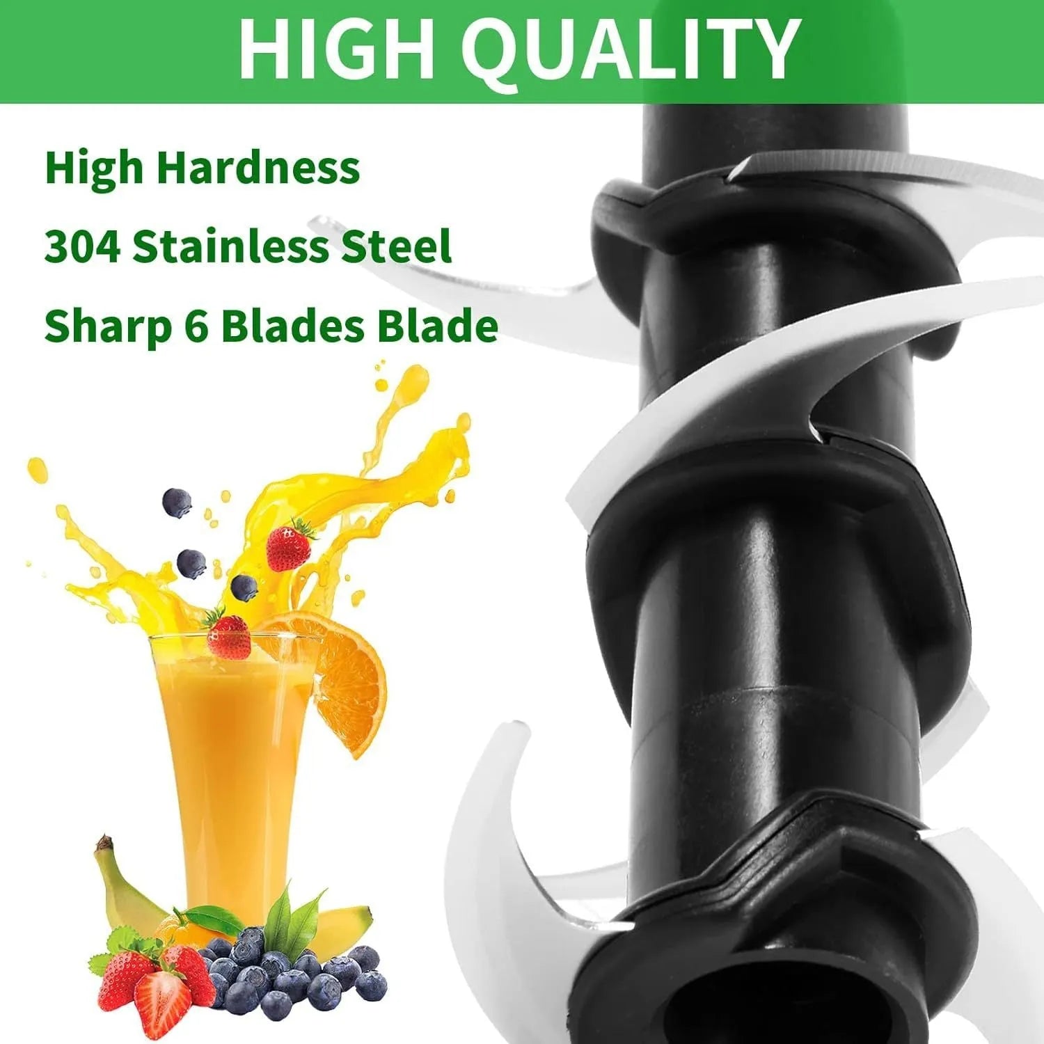 Stainless steel juicer replacement blade set with six-stack configuration and knife holder accessory