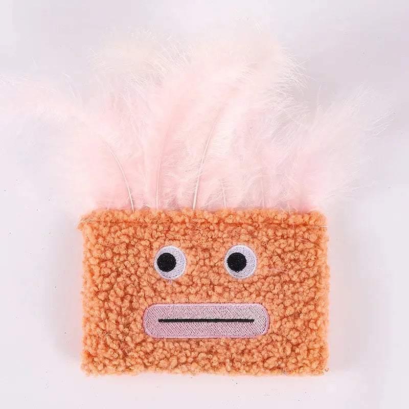 Big mouth explosion head shaped catnip plush toy in blue, green, orange, and purple colours