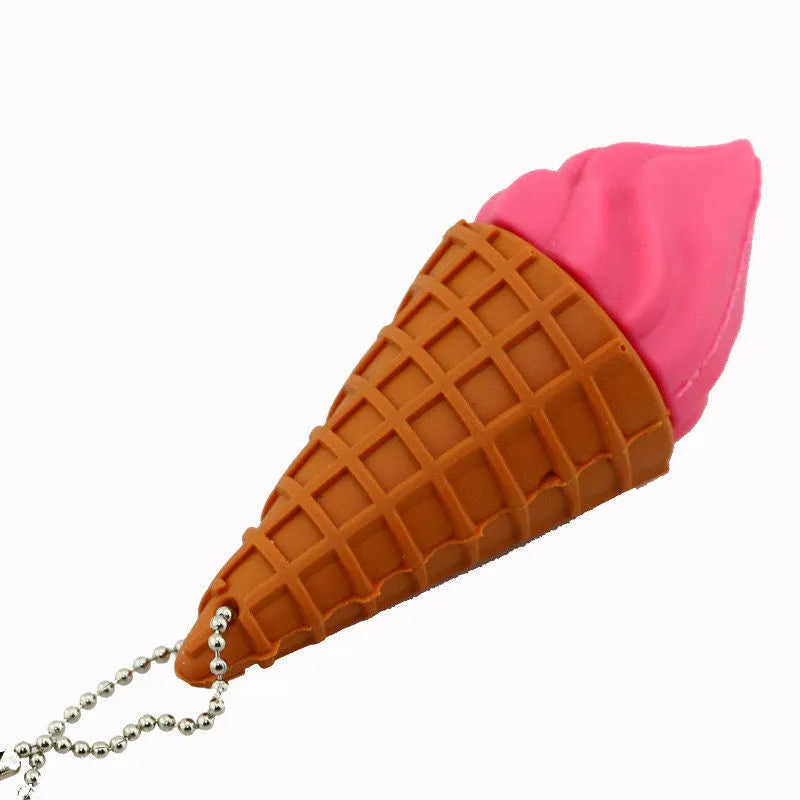 Cute mini ice cream shaped USB memory stick in pink colours with 32GB or 64GB storage capacity