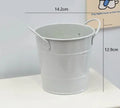Round metal desktop pen holder in a choice of colours with optional sticker patch