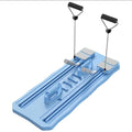 Pink and blue multifunctional supine board with wheel for home abdominal exercises.