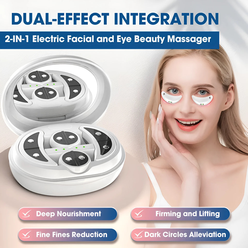White red light EMS facial massage device with wireless handheld design for home beauty treatment