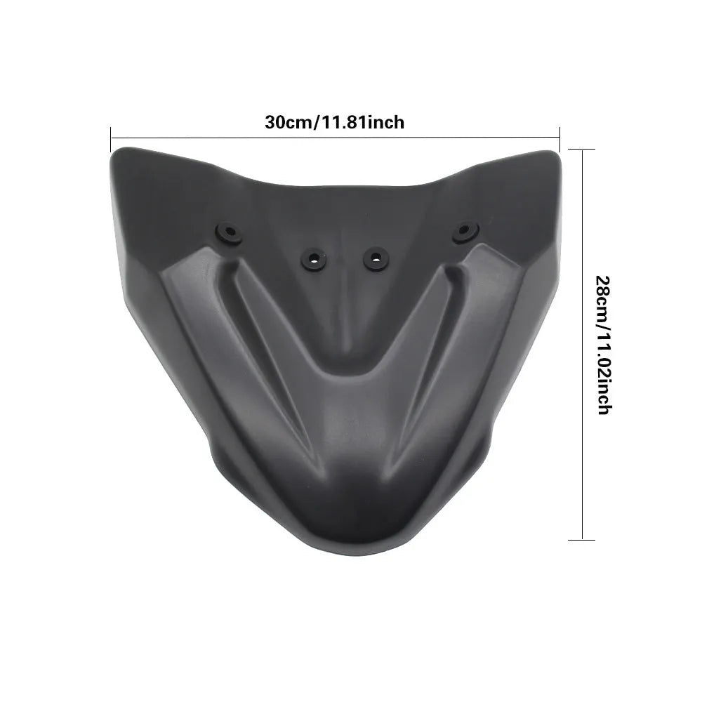 Black ABS fixed wind front wing accessory for KTM 390 and 790 Adventure motorcycles.