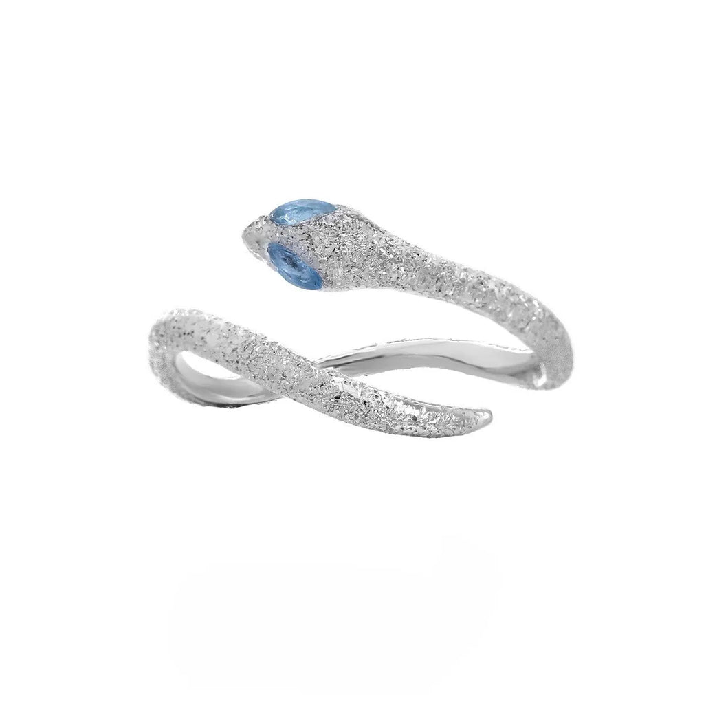 Adjustable opening snake design women's ring in platinum colour silver electroplated finish