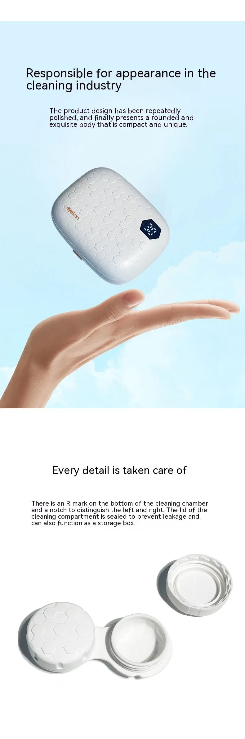 Automatic ultrasonic cleaning machine for invisible glasses in 85x65x30mm plastic housing