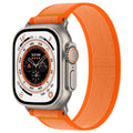 Single ring fastening nylon Apple Watch band in multiple colours showing integrated strap design