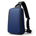 Men's blue Oxford cloth chest bag with adjustable shoulder straps
