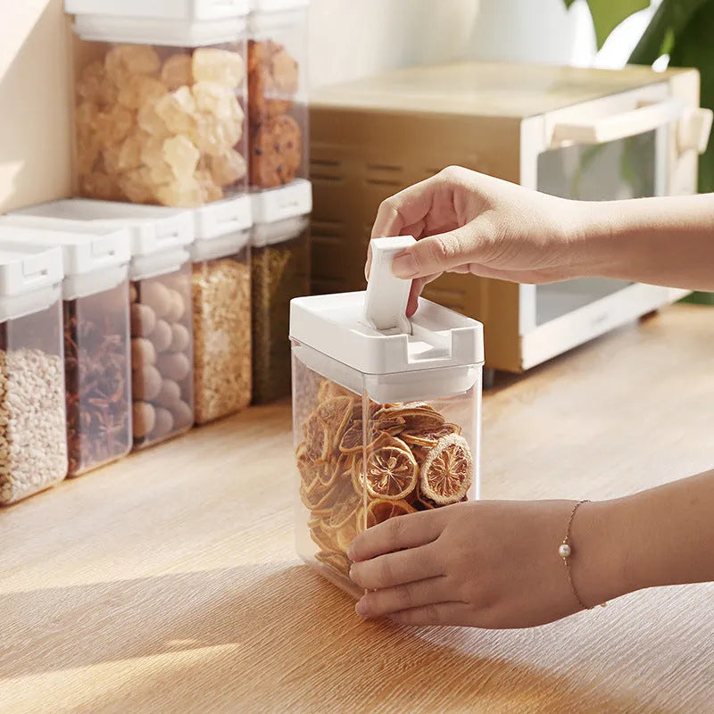 White transparent plastic grain storage container with 400ml capacity