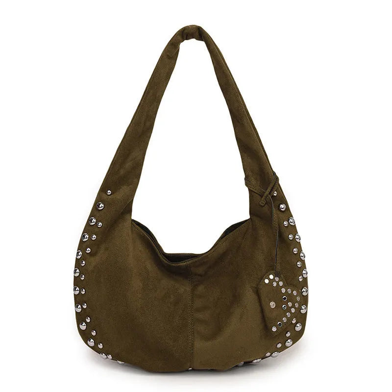 Soft plush strapless tote handbag in a retro style, shown in multiple colour options.