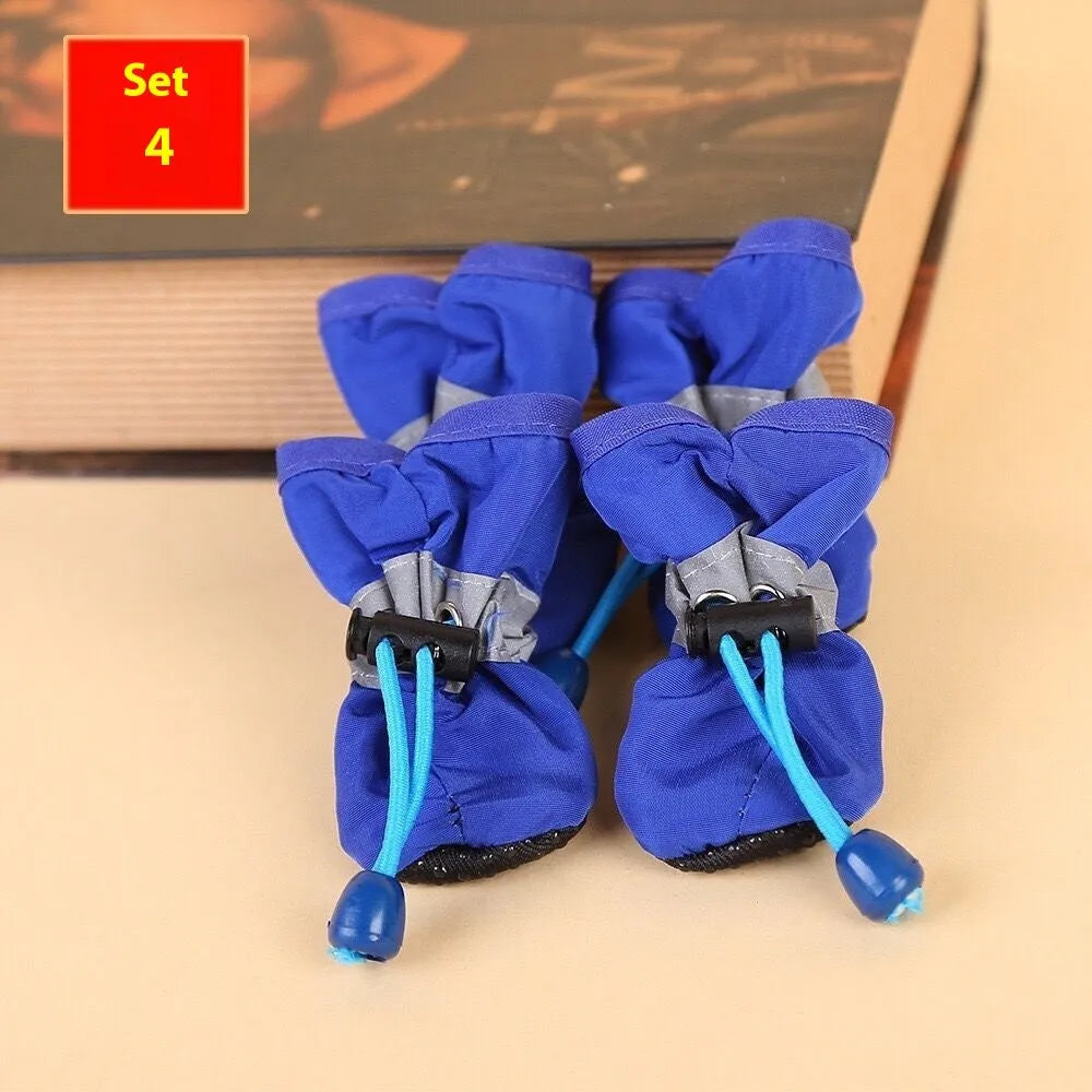 Set of four breathable cloth dog shoes with soft sole in multiple colours for small and medium breeds