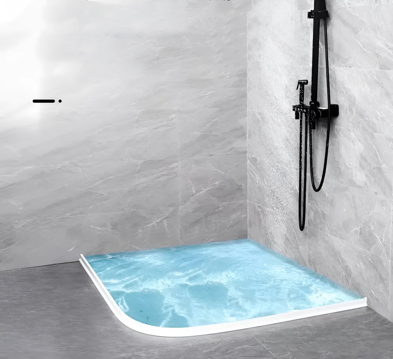 Flexible TPE bathroom water blocking strip for shower floor dry-wet separation, 30x40cm, grey