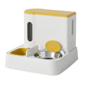 Cat automatic pet feeder water dispenser with integrated double bowl design in grey colour