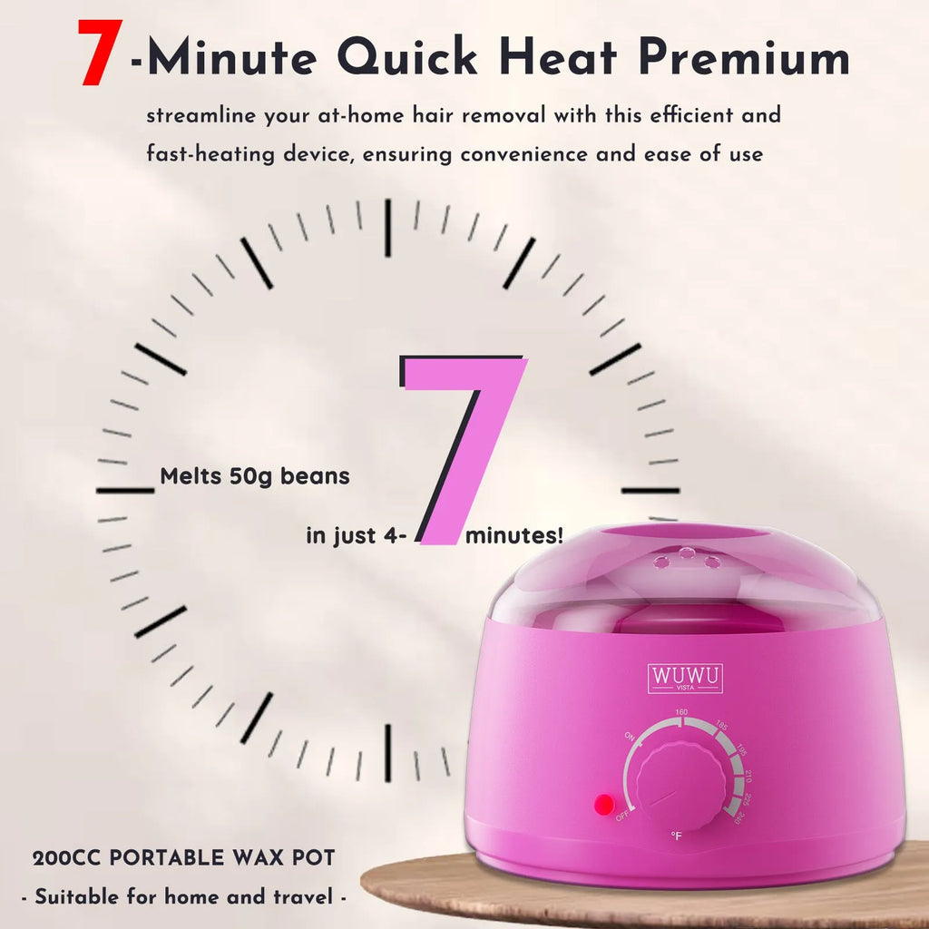 27-piece hypoallergenic waxing kit with wax warmer, four coloured wax bead jars, and applicator sticks for face and body hair removal