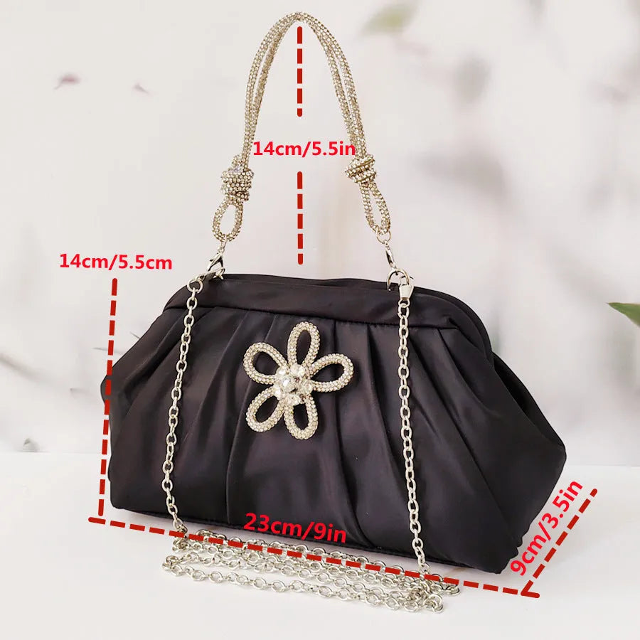 Women's polyester crossbody messenger bag in shell shape with chain decoration