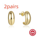 C-shaped sterling silver stud earrings with electroplated gold finish geometric jewellery