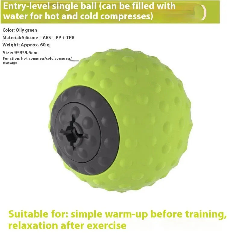 Massage ball set for hot and cold therapy in caramel mocha and green colour options