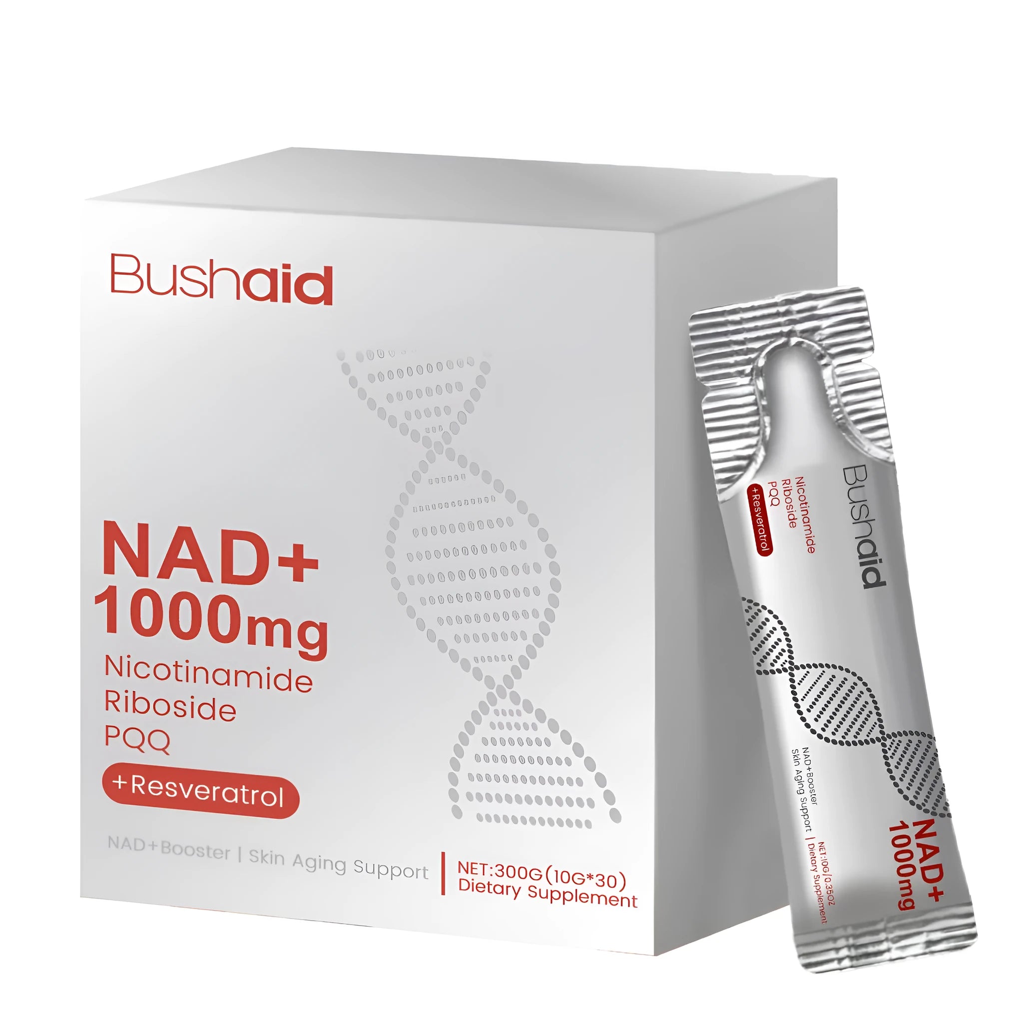 Anti ageing supplement drink powder sachets with nicotinamide ribose and botanical extracts