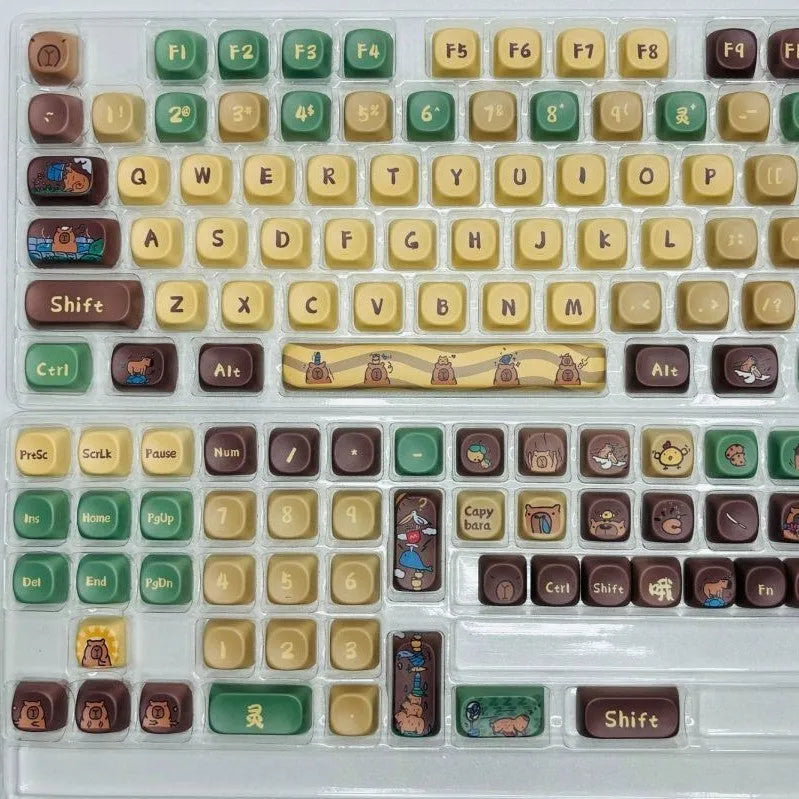 Capabala MOA Height PBT Girl profile 130-piece ABS mechanical keyboard keycap set with key puller.