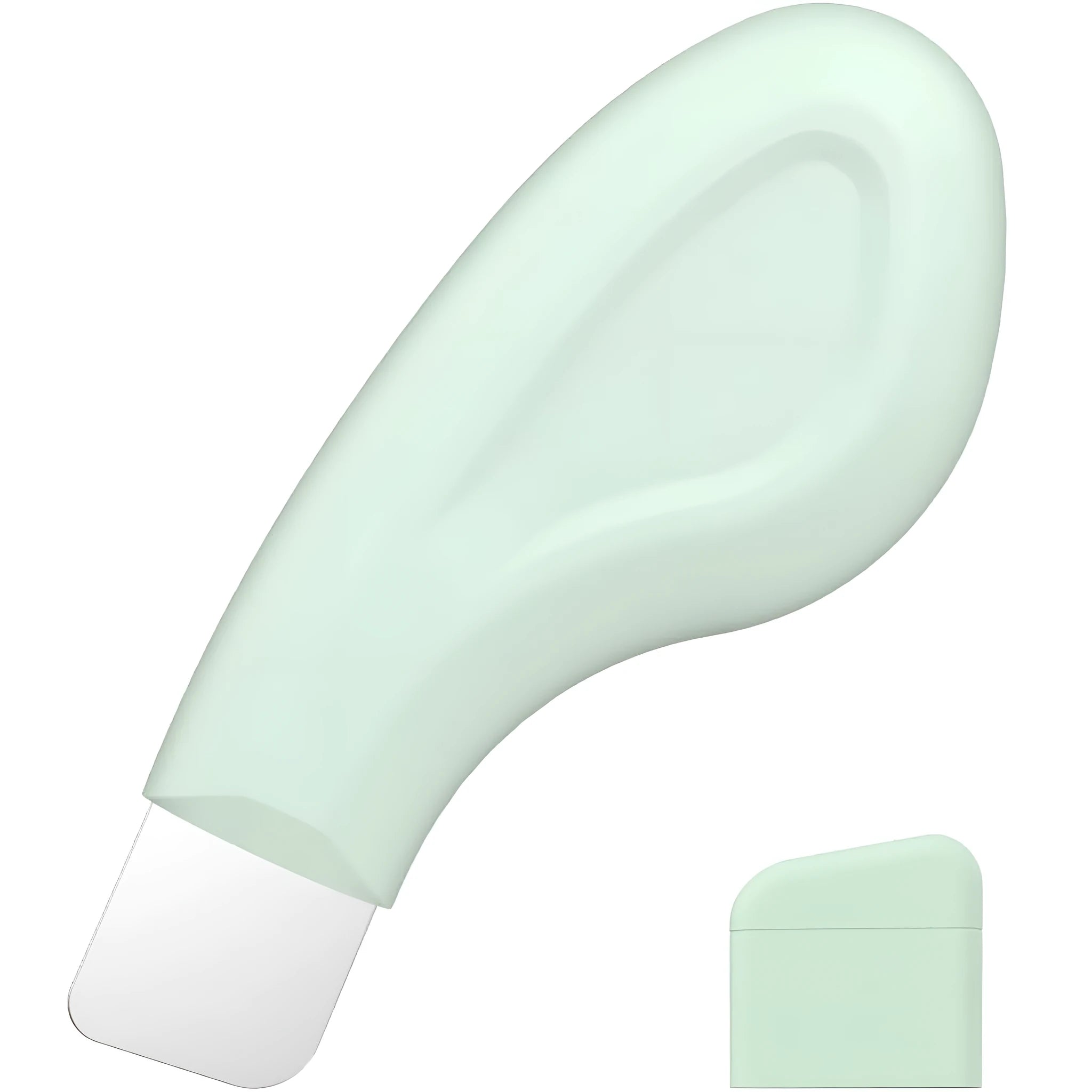 Green stainless steel blackhead remover tool with a non-slip handle for face and nose pores.