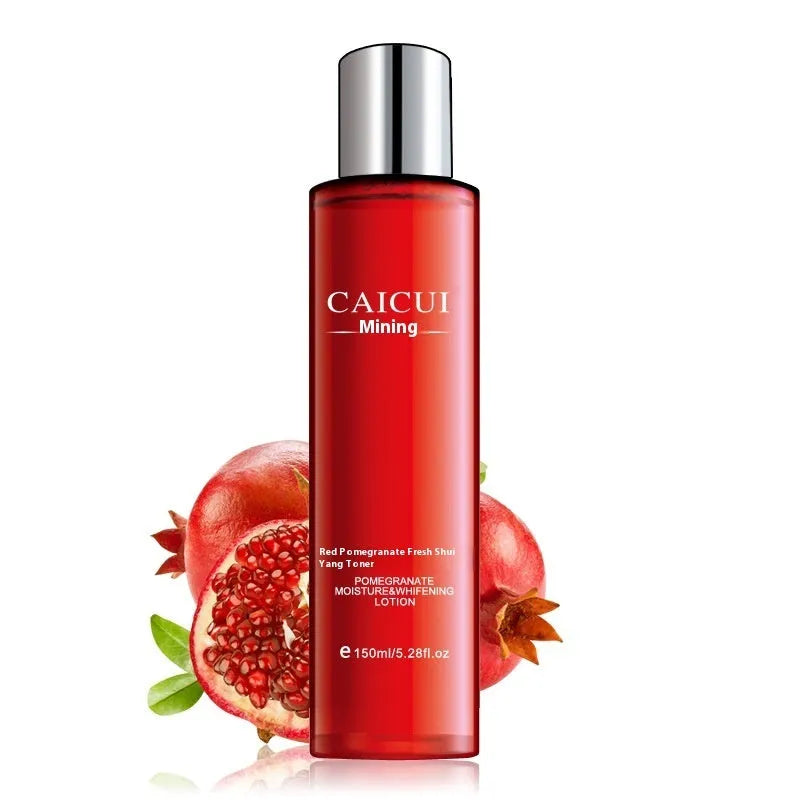 Pomegranate moisturizing skincare set with face wash toner lotion and cream in red packaging