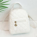 Korean style girls' embroidered PU backpack in white with hard shell construction and sandwich pocket