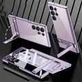 Transparent electroplated phantom bracket PC back cover for Samsung S23 Plus in bright black finish