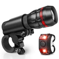 Bicycle headlight and taillight set with adjustable handlebar mounting bracket