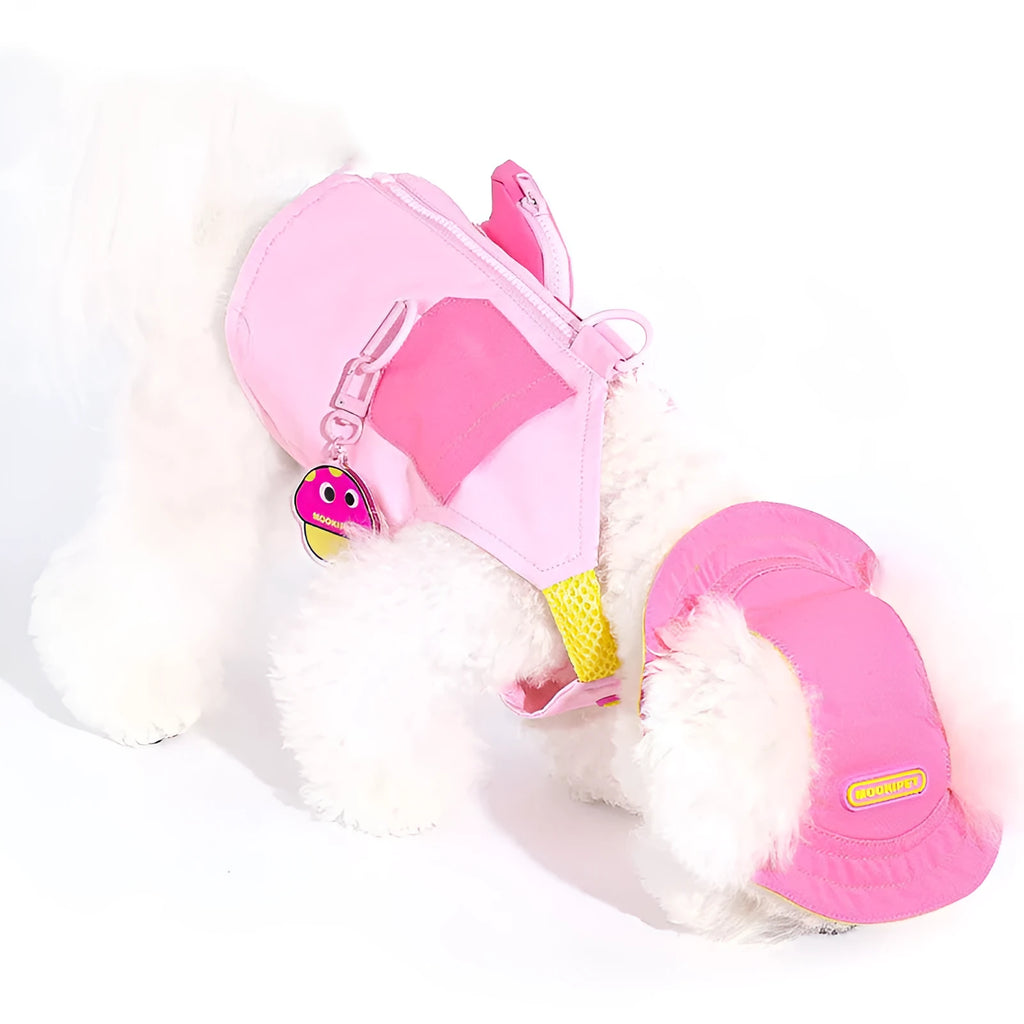 Pink polyester traction vest for small dogs suitable for Bichon Teddy and Schnauzer breeds