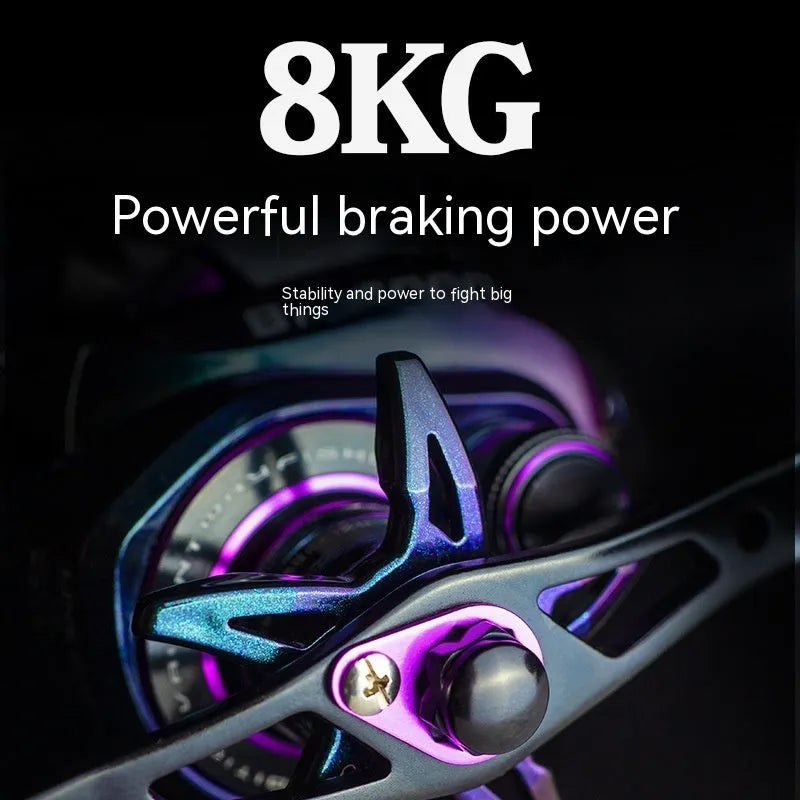 Colourful BM2000 fishing reel with magnetic brake system on a water drop spool.