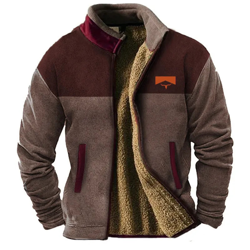 Men's green padded polyester coat with regular length and fleece lining on size chart
