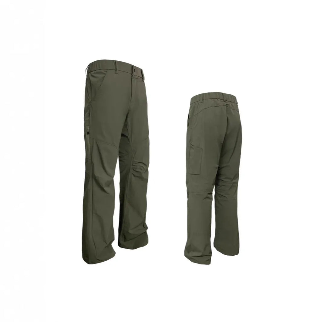 3D cut casual breathable trousers for men in Army Green, straight leg, mid waist