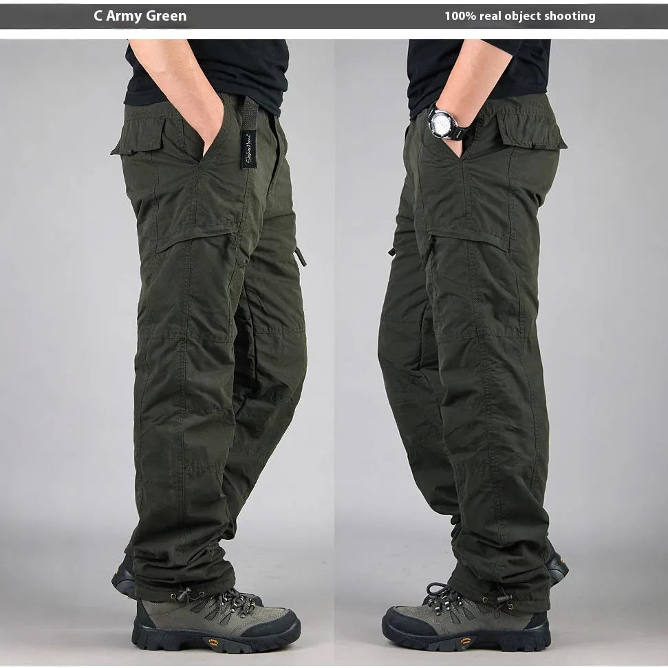 Men's thick cotton overalls with wool lining in khaki, black and army green colours