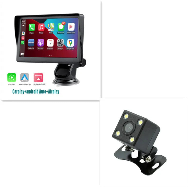 7-inch portable car smart display screen with retractable bracket mount for wireless Carplay projection