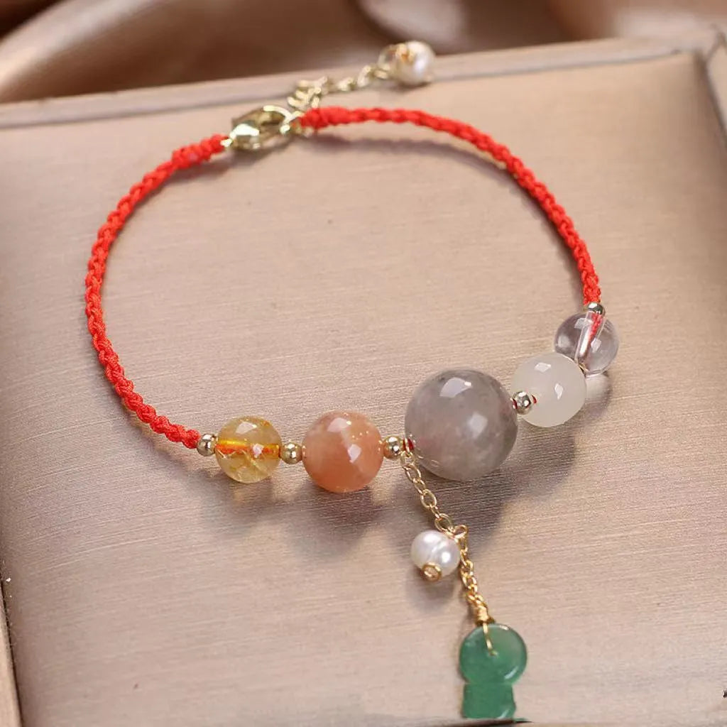 Hand-woven peace buckle crystal sequin bracelet for women in red, green, and blue colour options