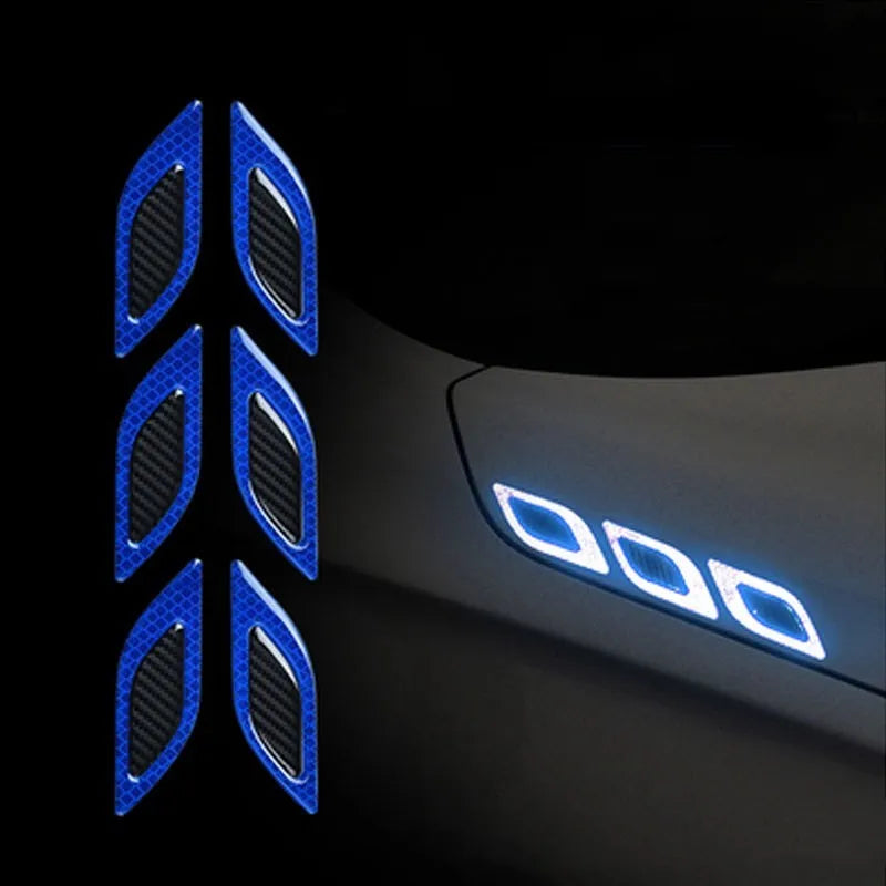 Blue and yellow reflective bumper warning tape strips 17mm diameter for universal car application