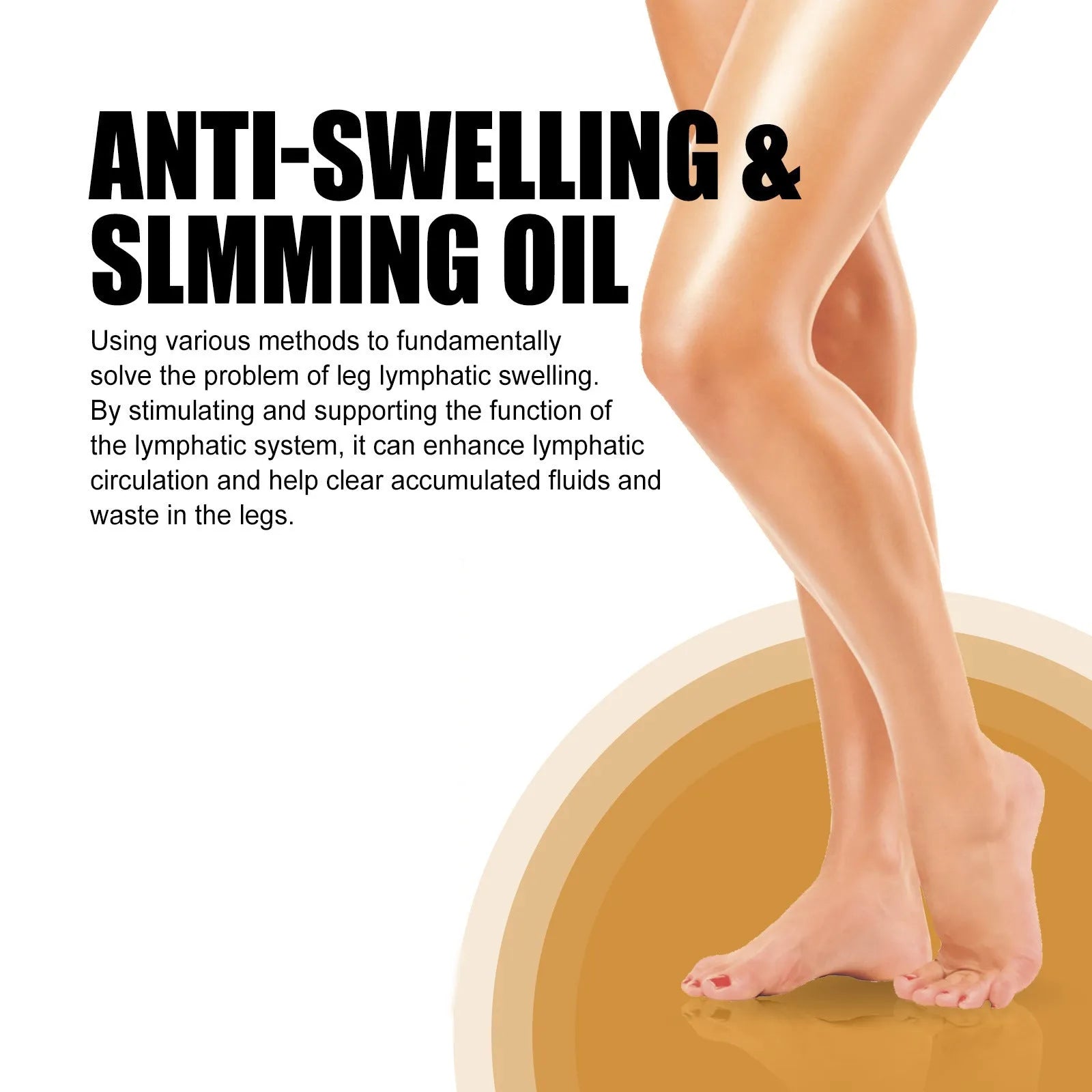 50ml bottle of moisturising body oil with botanical extracts for skin care and leg massage