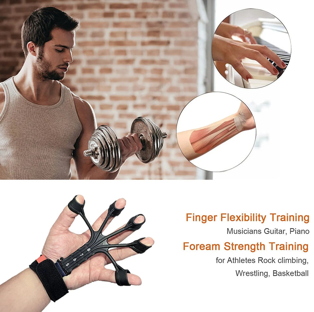 Silicone finger flexion and extension trainer with tension rope system for adult hand rehabilitation