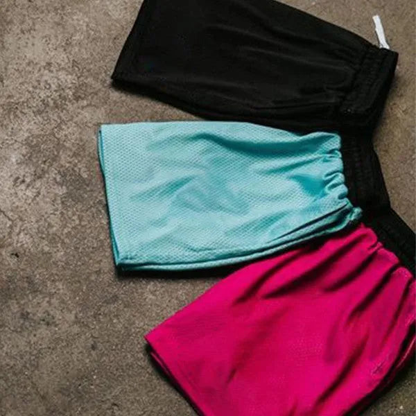 Men's mesh quick-dry athletic shorts in black, available for running and summer fitness activities
